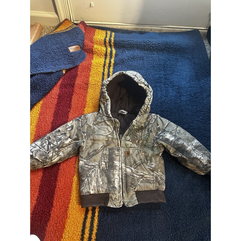 Carhartt REAL TREE Camo J130 Duck Cotton Kids Jacket TODDLER 3T Quilted